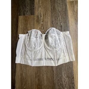 Goddess Lace Longline Bra Women 50B White Excellent Strapless Bustier GD0689WHE